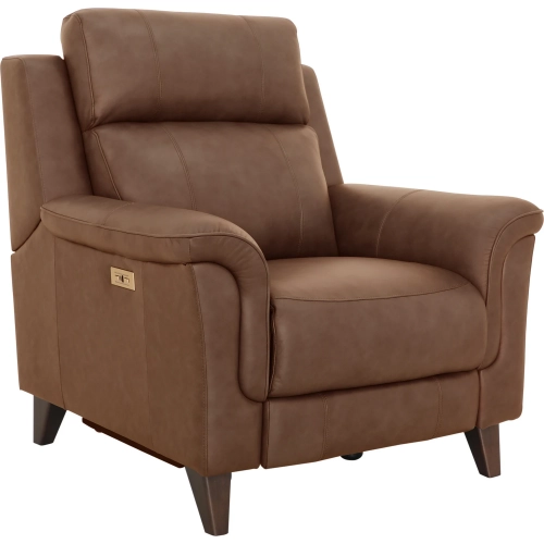 Kester Power Recliner with Power Headrest in Cashmere Walnut Top-Grain Leather